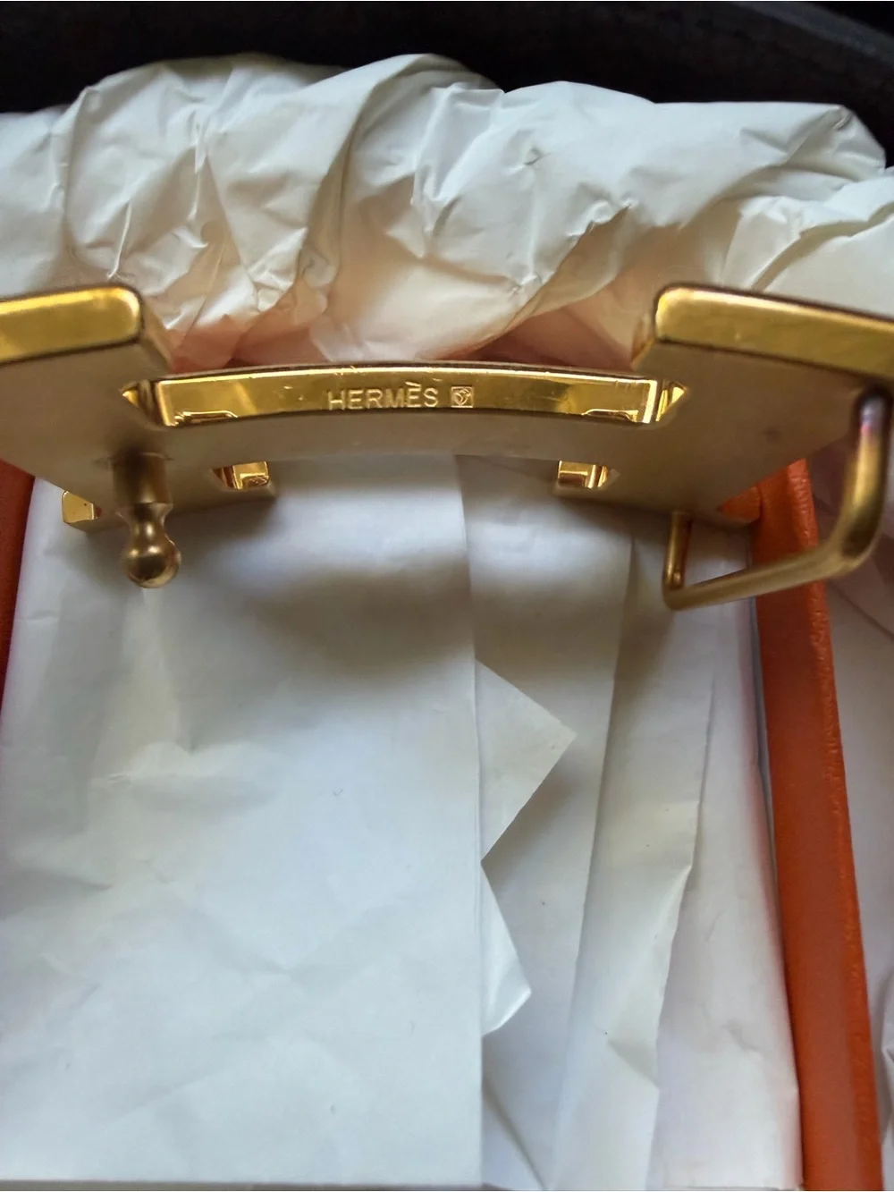 Hermes Box Togo Guilloche H Reversible 90/32mm Belt with Buckle!